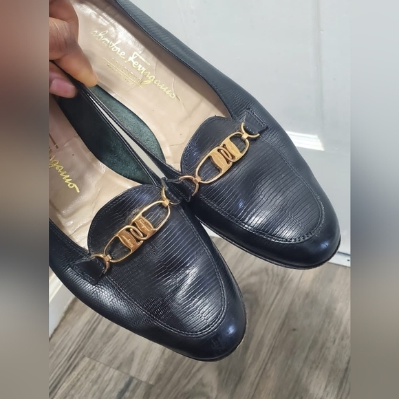 Salvatore Ferragamo Black Leather Loafers Size 9.5 🌴 - Picture 1 of 10